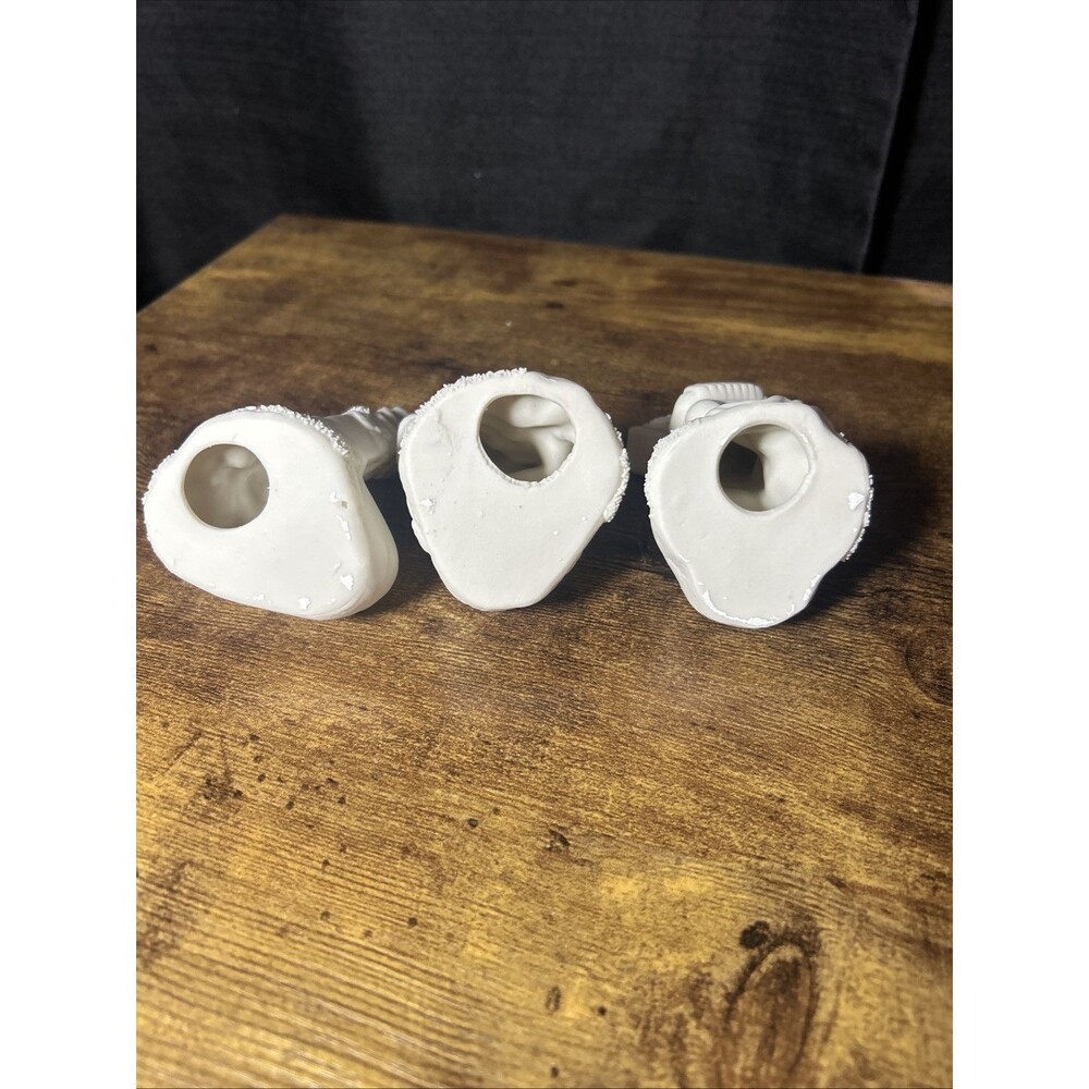 Christmas JOY Candle Holder Trio, Ceramic Bisque Cherub Angels Candleholder Set - Picture 11 of 15